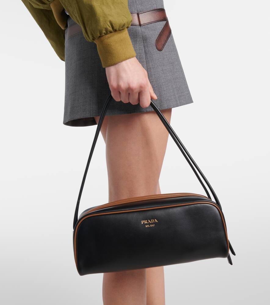 Prada Women Black Leather Shoulder Bag