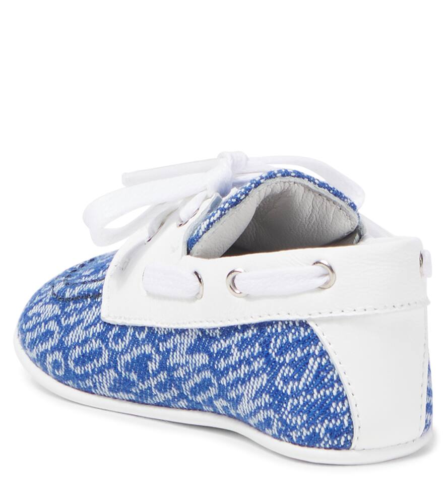 MOSCHINO BABY LOGO LEATHER-TRIMMED BOAT SHOES
