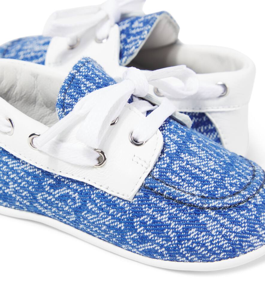 MOSCHINO BABY LOGO LEATHER-TRIMMED BOAT SHOES