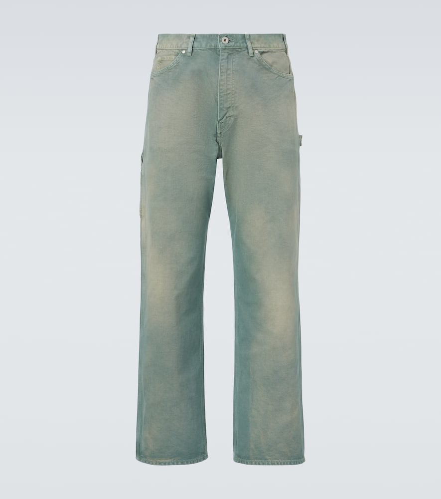 Mid-rise cotton straight pants