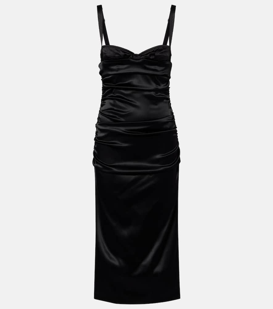 Dolce & Gabbana Ruched Satin Bustier Dress In Black