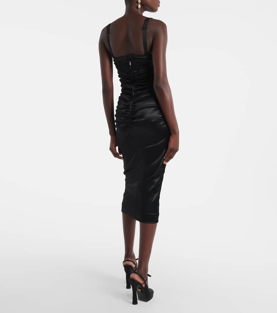 Dolce & Gabbana Ruched Satin Bustier Dress In Black