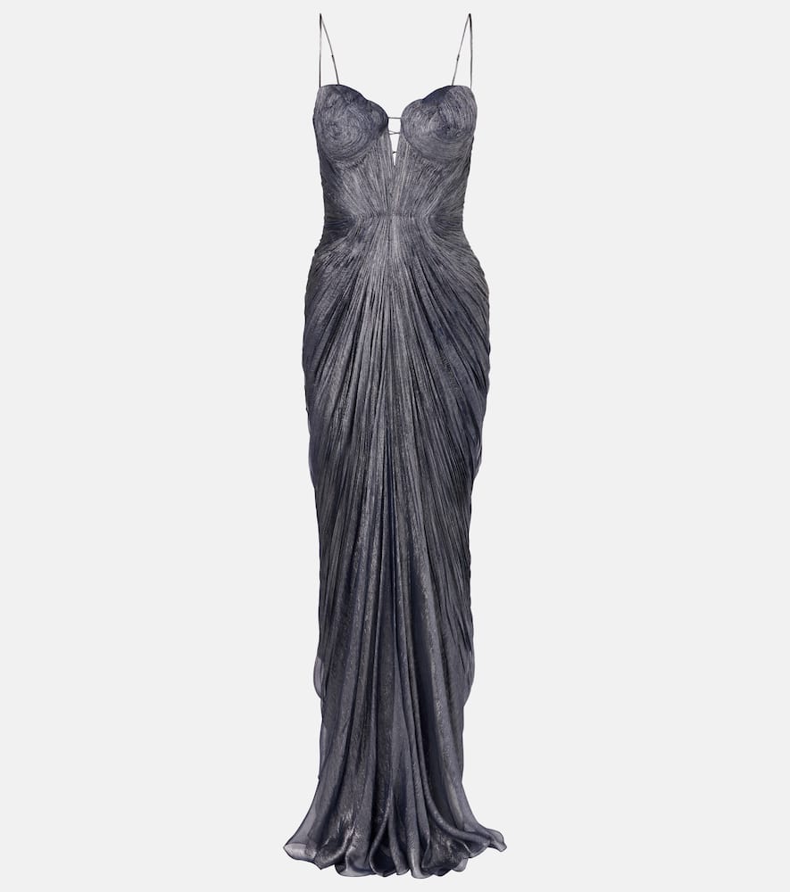 Maria Lucia Hohan Cecilia Silk Tulle Corset Gown In Blue