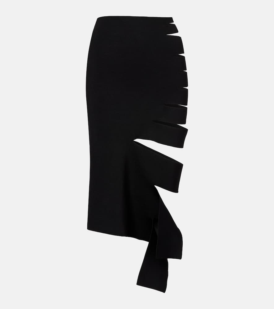 Mugler Cut-out Midi Skirt In Black