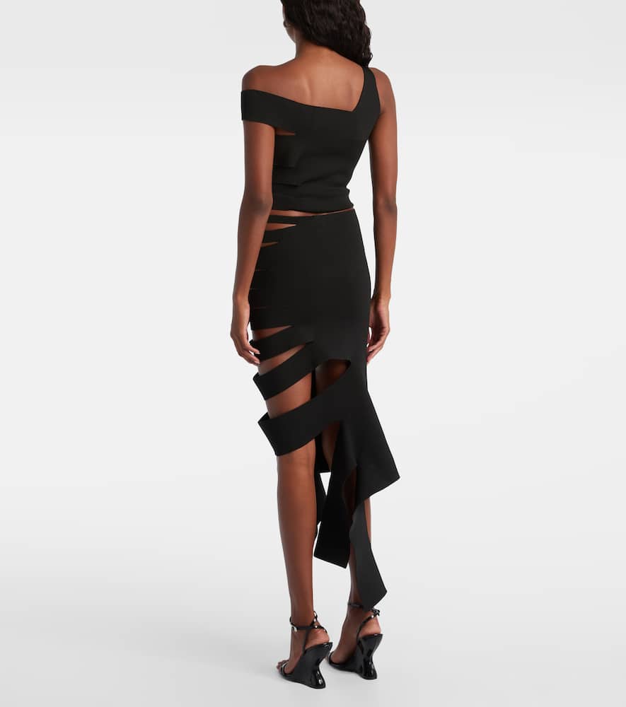 Mugler Cut-out Midi Skirt In Black