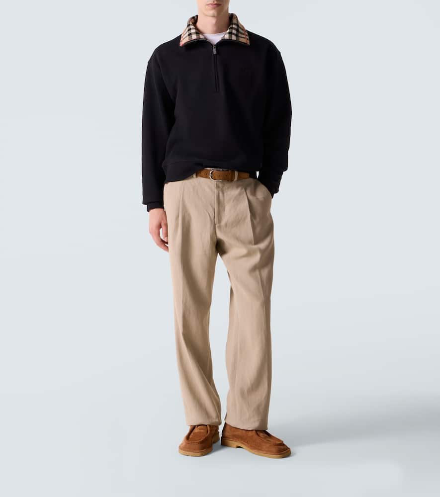 Burberry Mens Black Logo-embroidered Funnel-neck Cotton Sweatshirt In Black