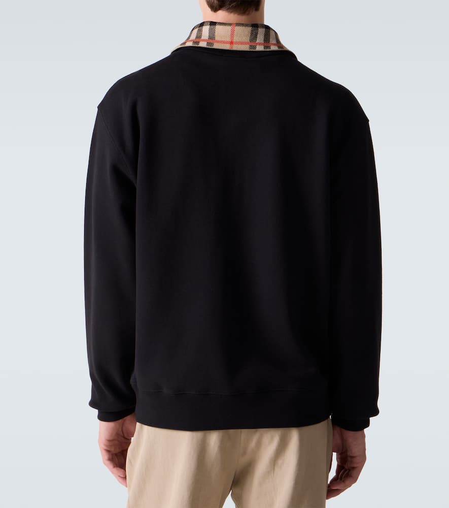 Burberry Mens Black Logo-embroidered Funnel-neck Cotton Sweatshirt In Black