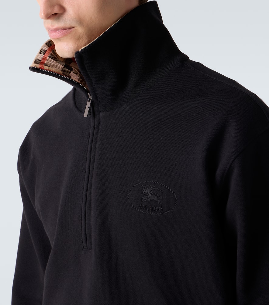 Burberry Mens Black Logo-embroidered Funnel-neck Cotton Sweatshirt In Black