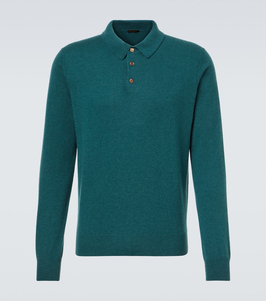 Rubinacci Cashmere Polo Sweater In Green