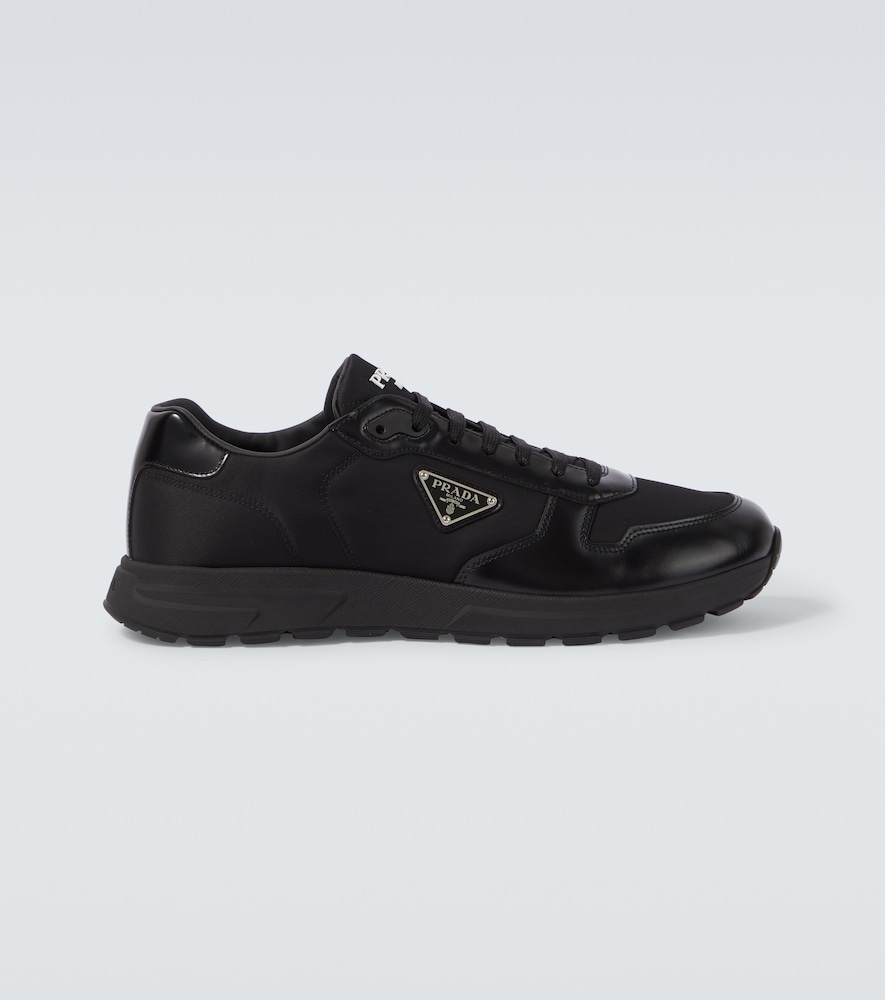 Prada Logo leather-trimmed sneakers