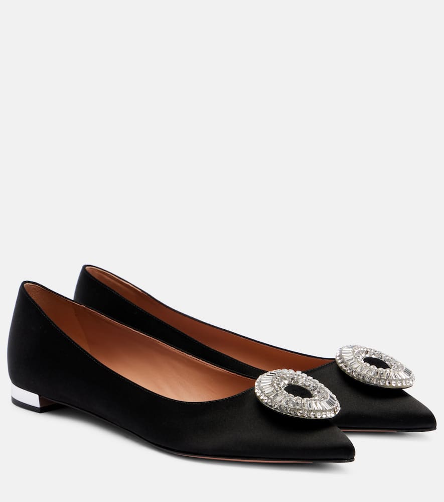 Crystal Hoop satin ballet flats