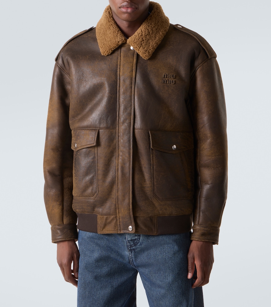 Miu Miu Miu Miu Shearling-lined Leather Blouson Jacket 