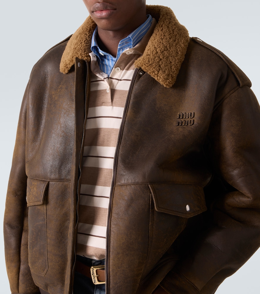  Miu Miu Miu Miu Shearling-lined Leather Blouson Jacket 