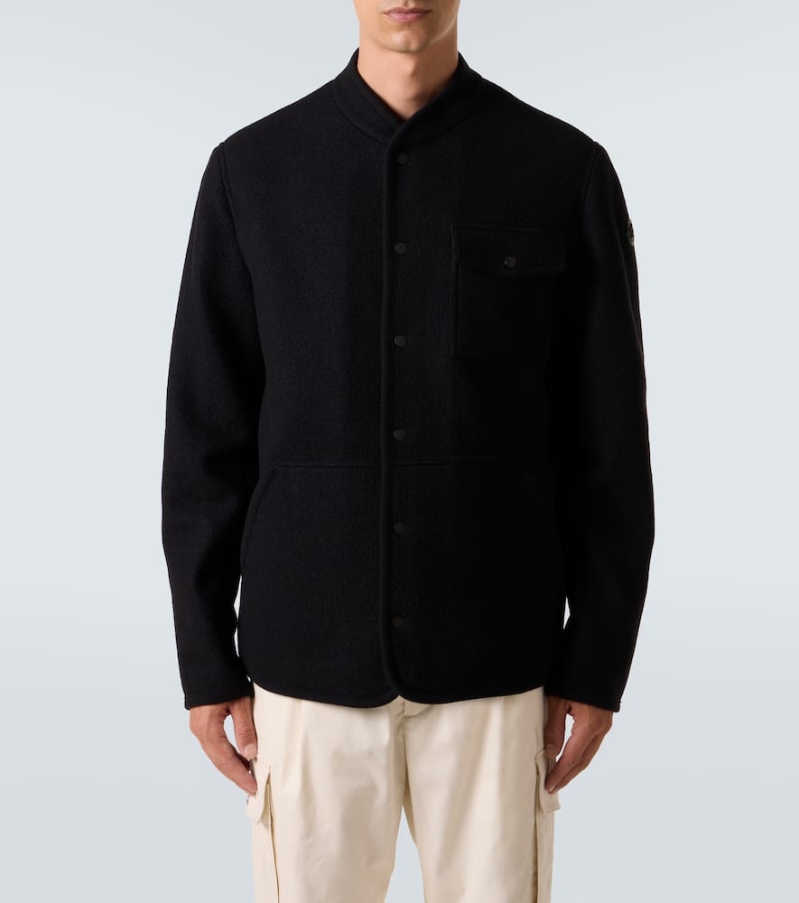 Moncler Virgin Wool Bouclé Overshirt In Black