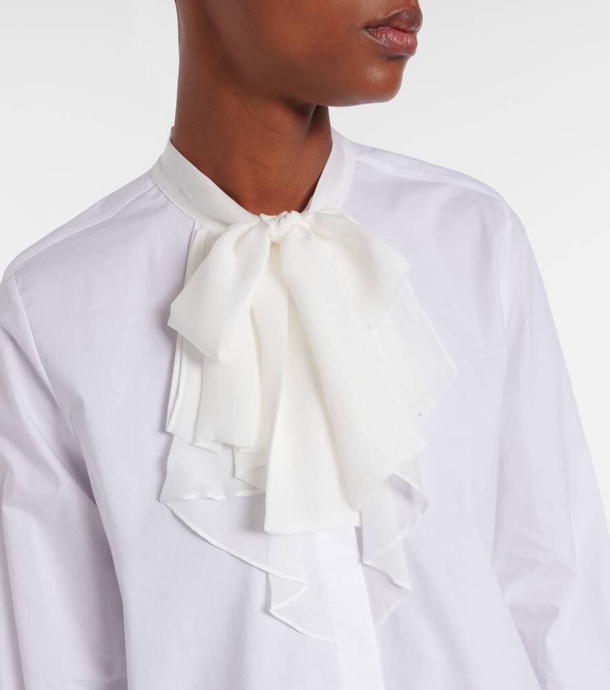Dorothee Schumacher Pure Power Bow-detail Cotton-blend Poplin Shirt In White