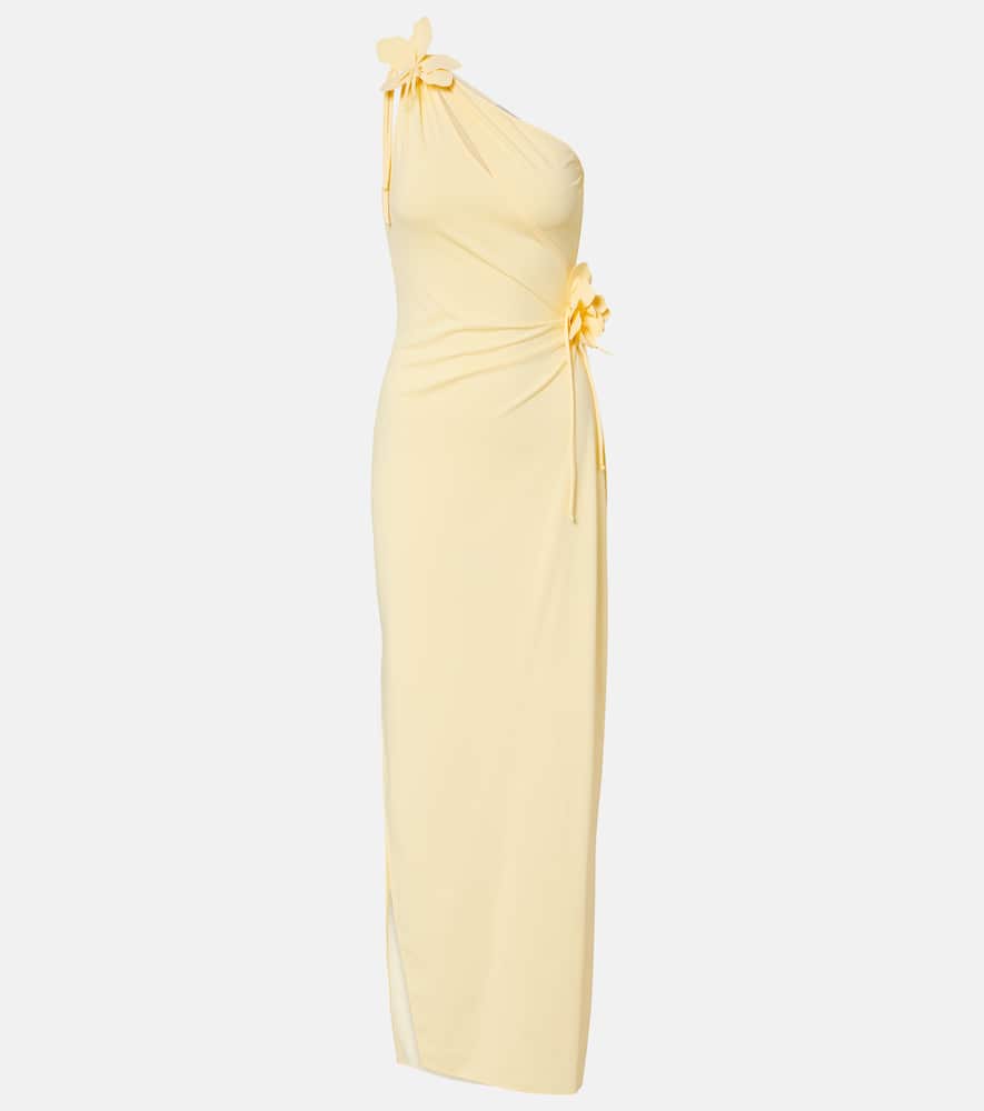 Coperni Asymmetric Floral Gown In Yellow