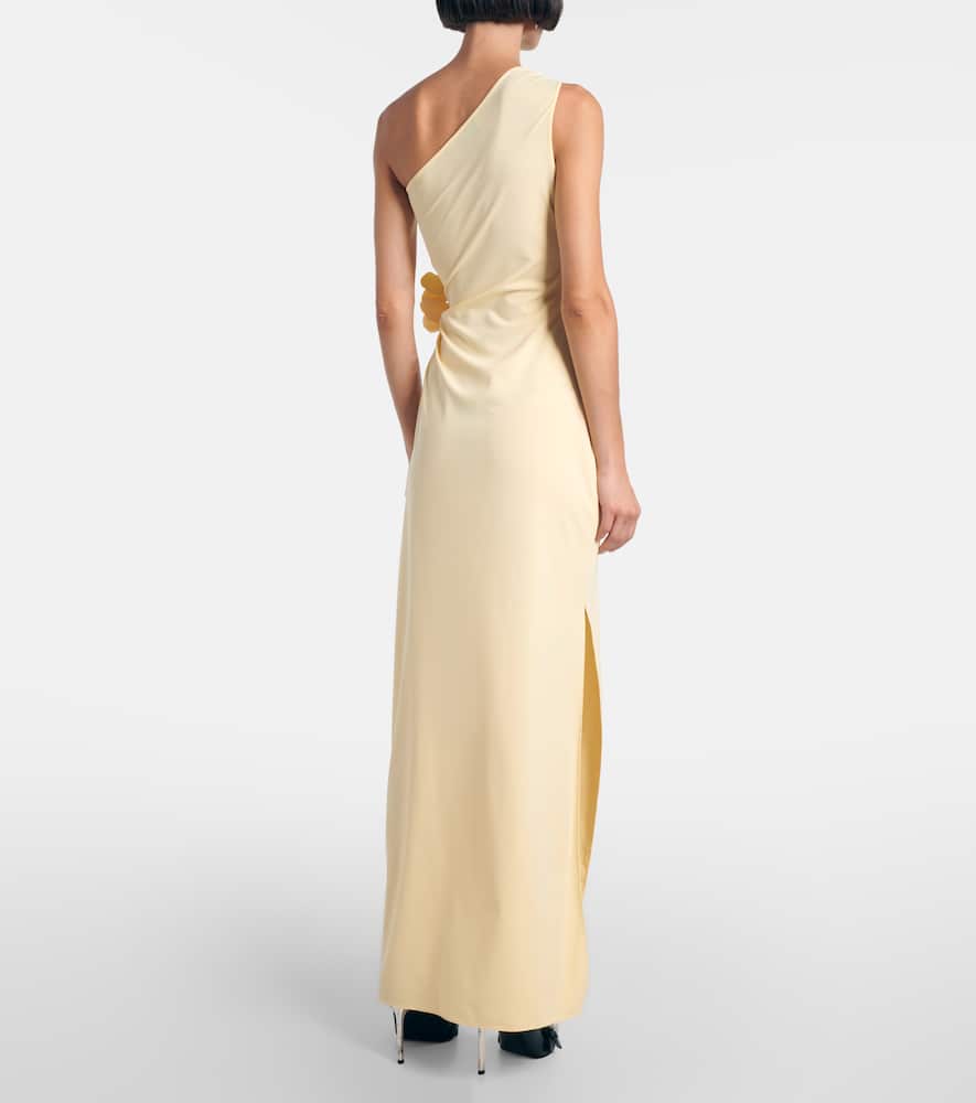 Coperni Asymmetric Floral Gown In Yellow