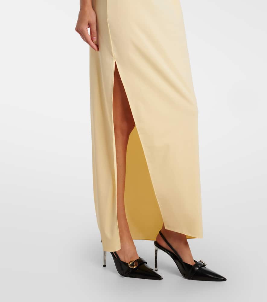Coperni Asymmetric Floral Gown In Yellow