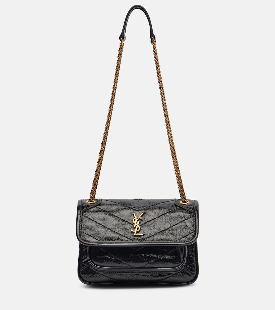 Saint Laurent Niki Mini Leather Crossbody Bag In Black
