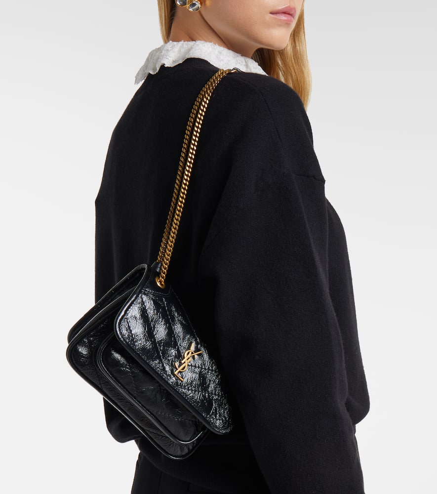Saint Laurent Niki Mini Leather Crossbody Bag In Black