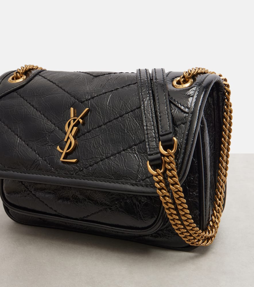 Saint Laurent Niki Mini Leather Crossbody Bag In Black