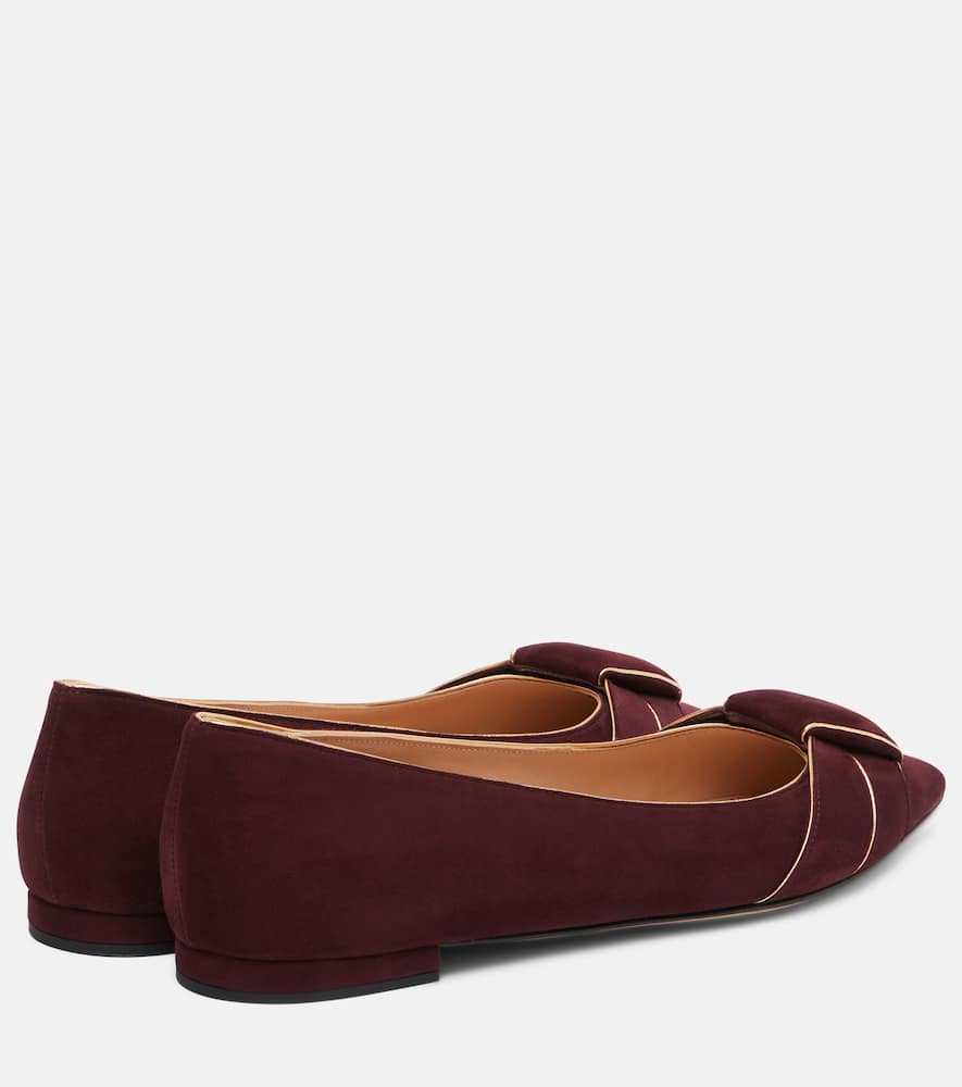 Gianvito Rossi Suede Ballet Flats In Burgundy