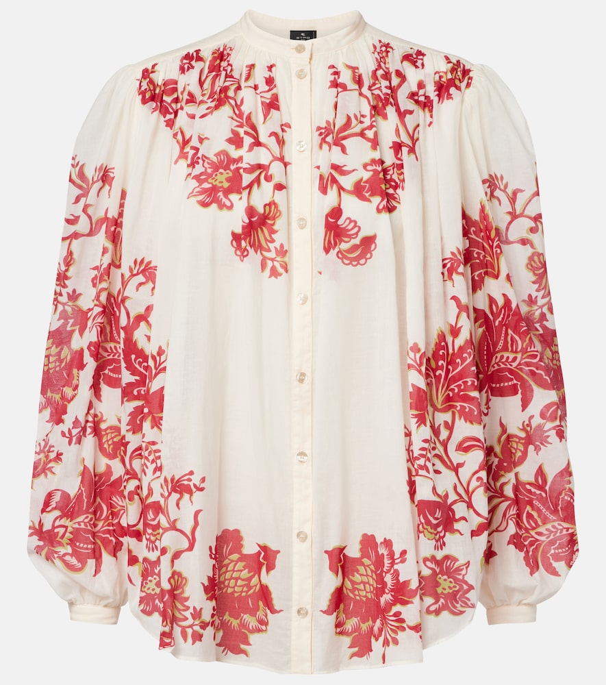 Etro Women's White Floral Cotton Voile Blouse UK Size 16 - Mytheresa