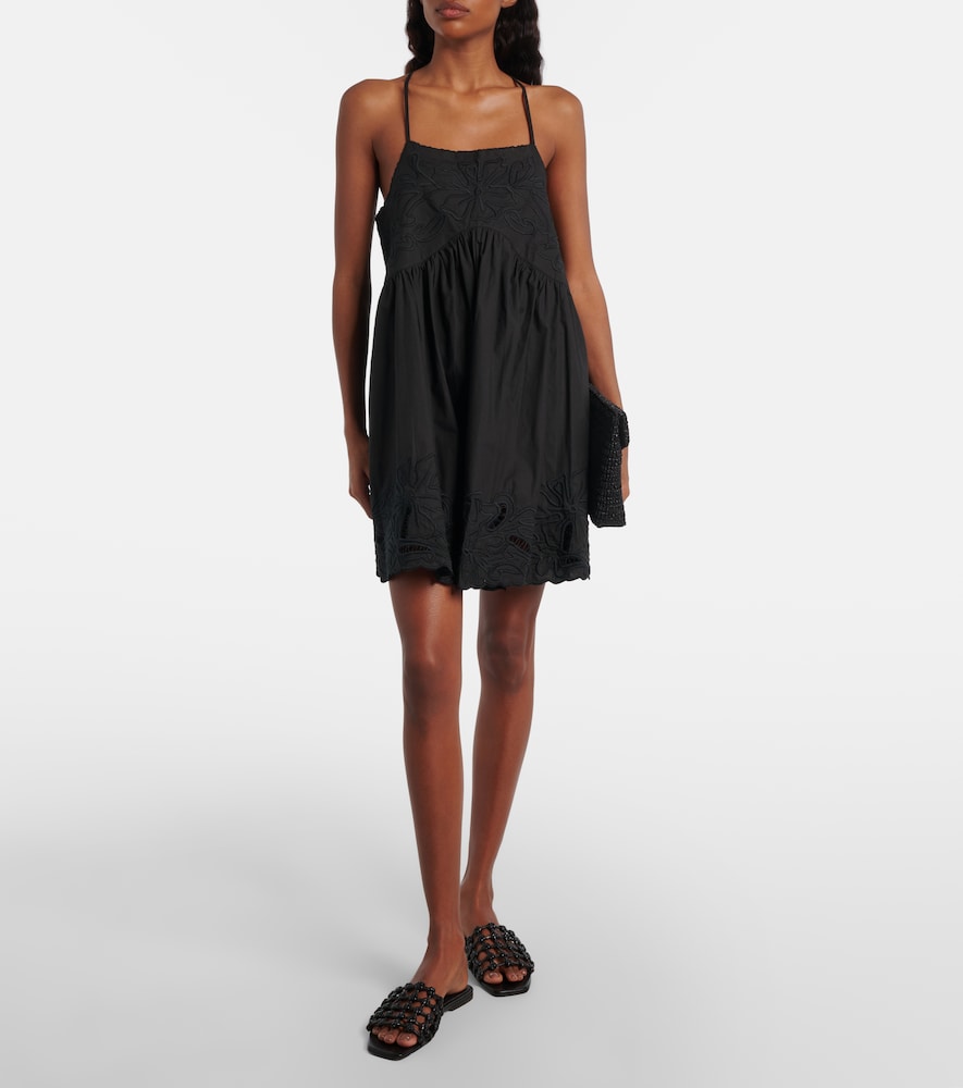 Juliet Dunn Embroidered cotton poplin minidress