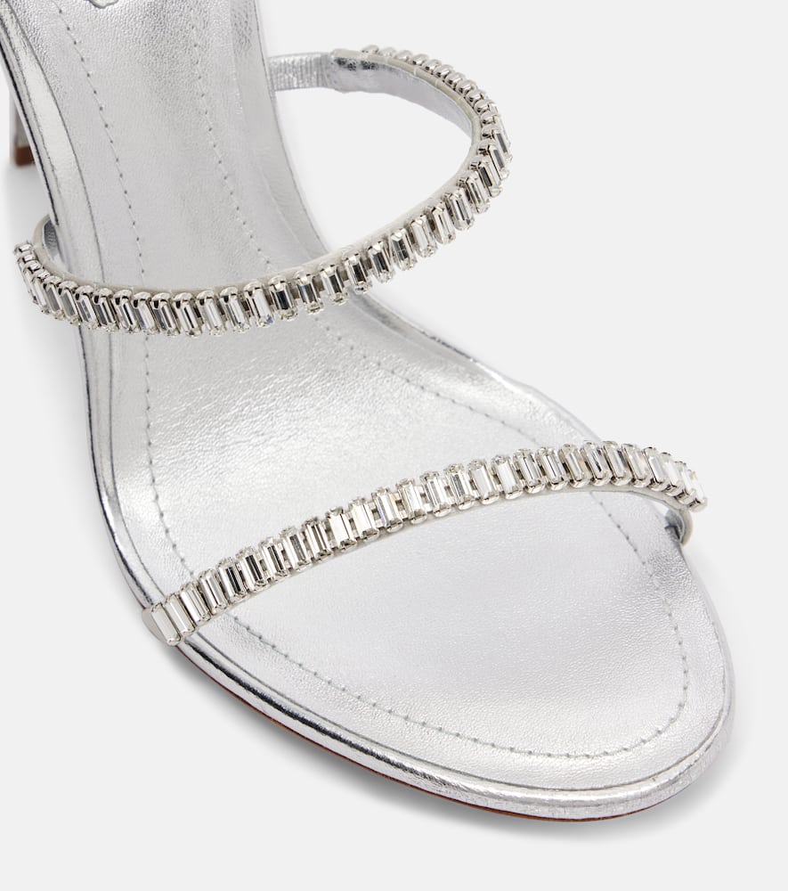 René Caovilla Cleo Spark Embellished Leather Sandals In Silver