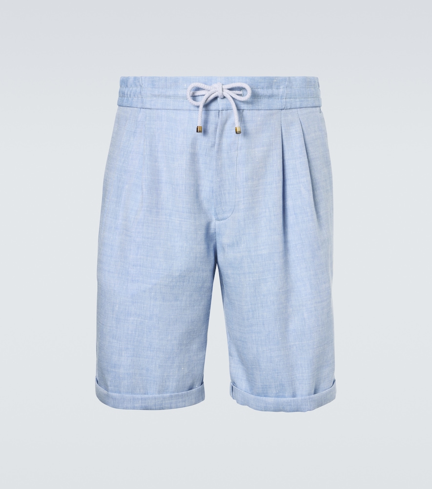 Brunello Cucinelli Men's Blue Linen And Wool Bermuda Shorts UK Size 34 - Mytheresa