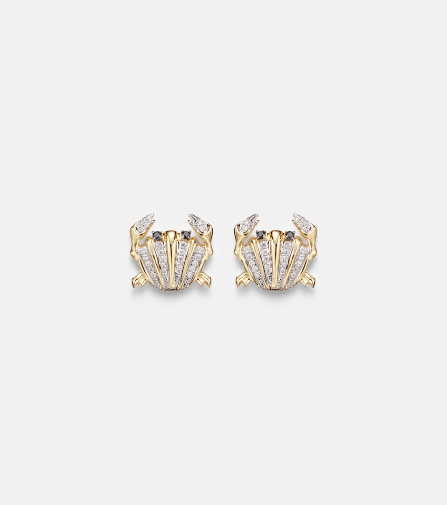 Yvonne Leon Yvonne Léon Crabe Coquillage 9kt gold earrings with diamonds
