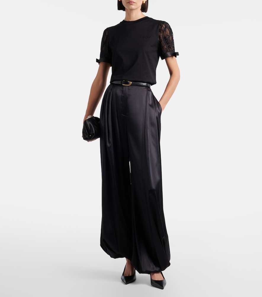 Nina Ricci Lace-trimmed cotton jersey T-shirt