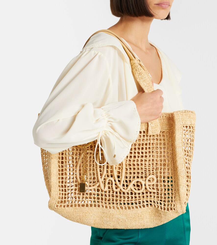 Chloé Summer Banana East-West raffia tote bag