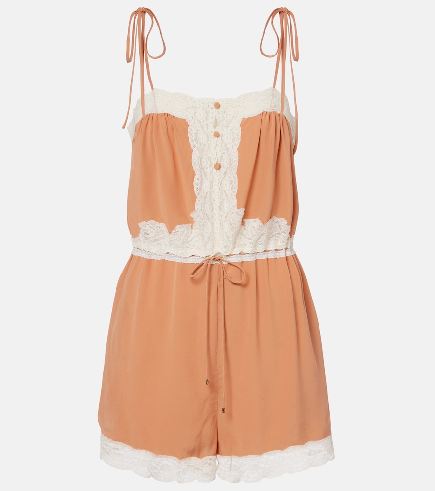 Chloé Playsuit aus Seide mit Spitze