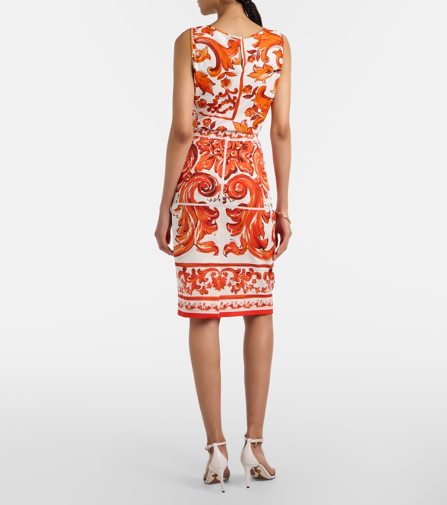 Dolce&Gabbana Majolica Silk-Blend Charmeuse Pencil Skirt