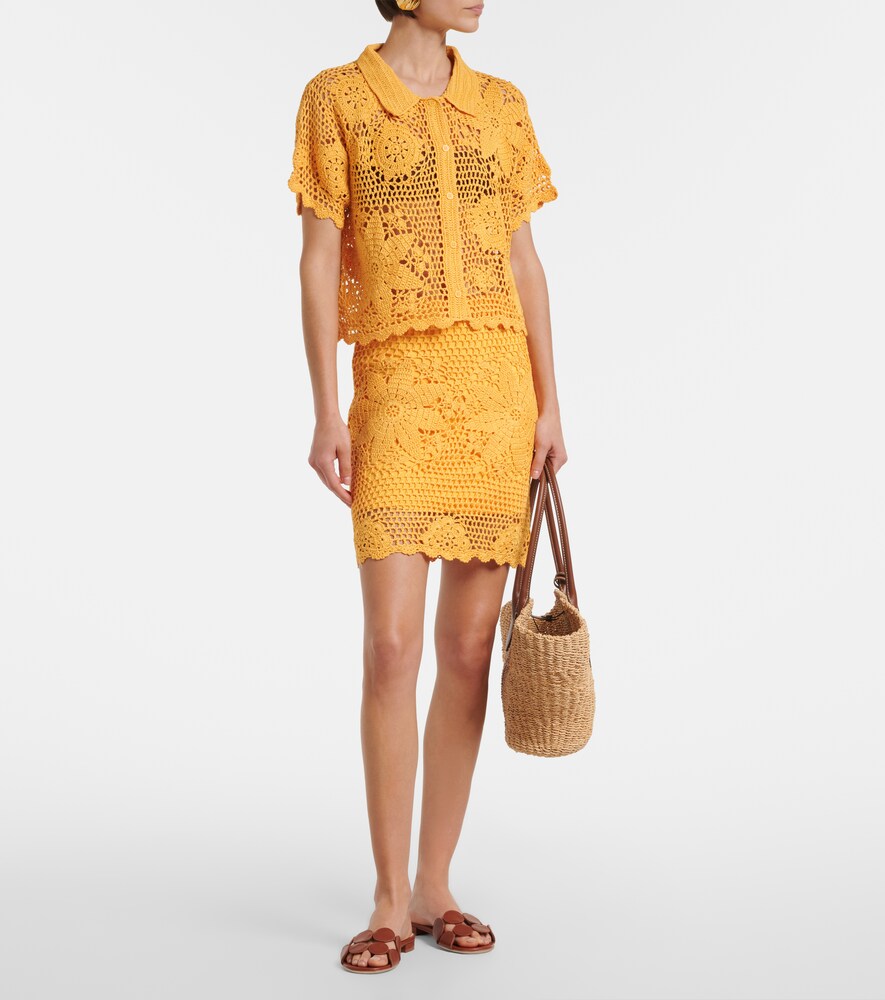 Simkhai Agnes floral crochet cotton miniskirt