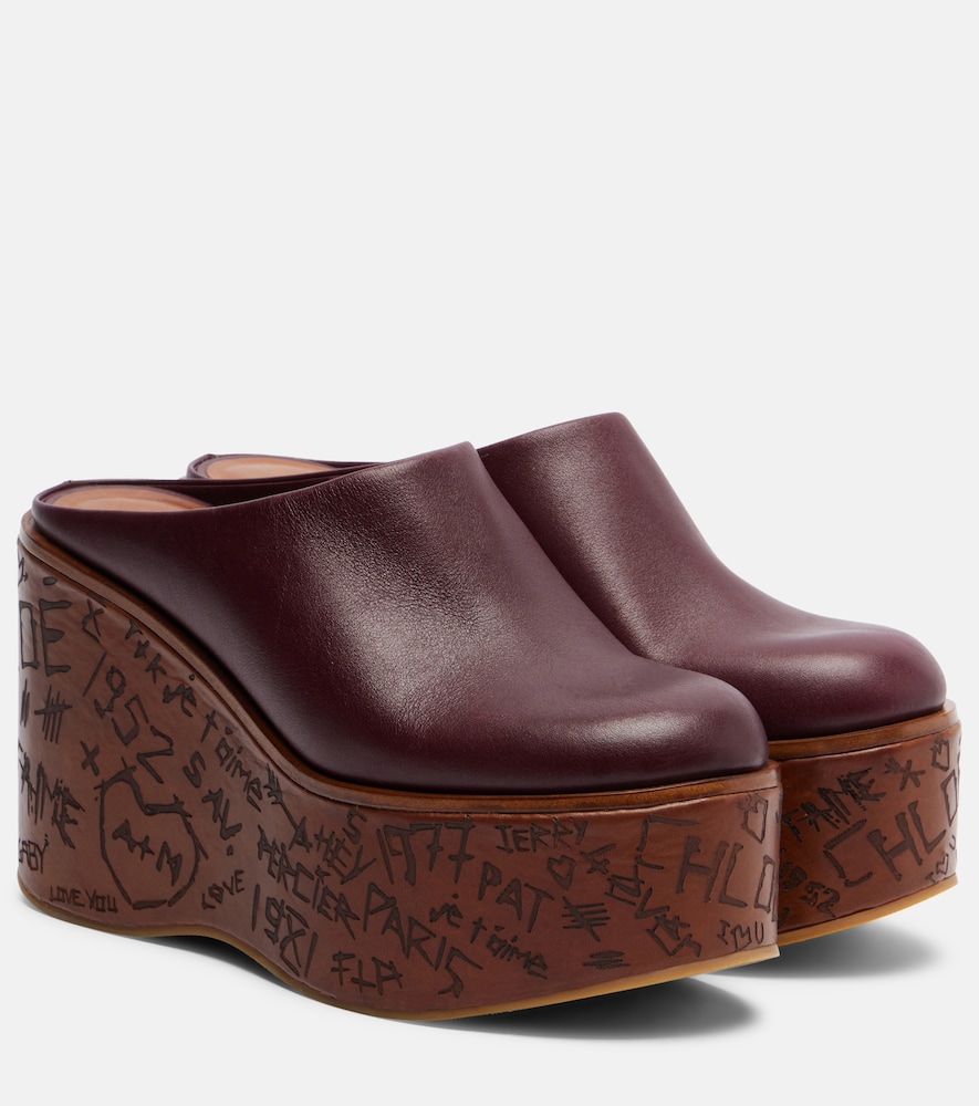 Chloé Mules Maxime in pelle con zeppa