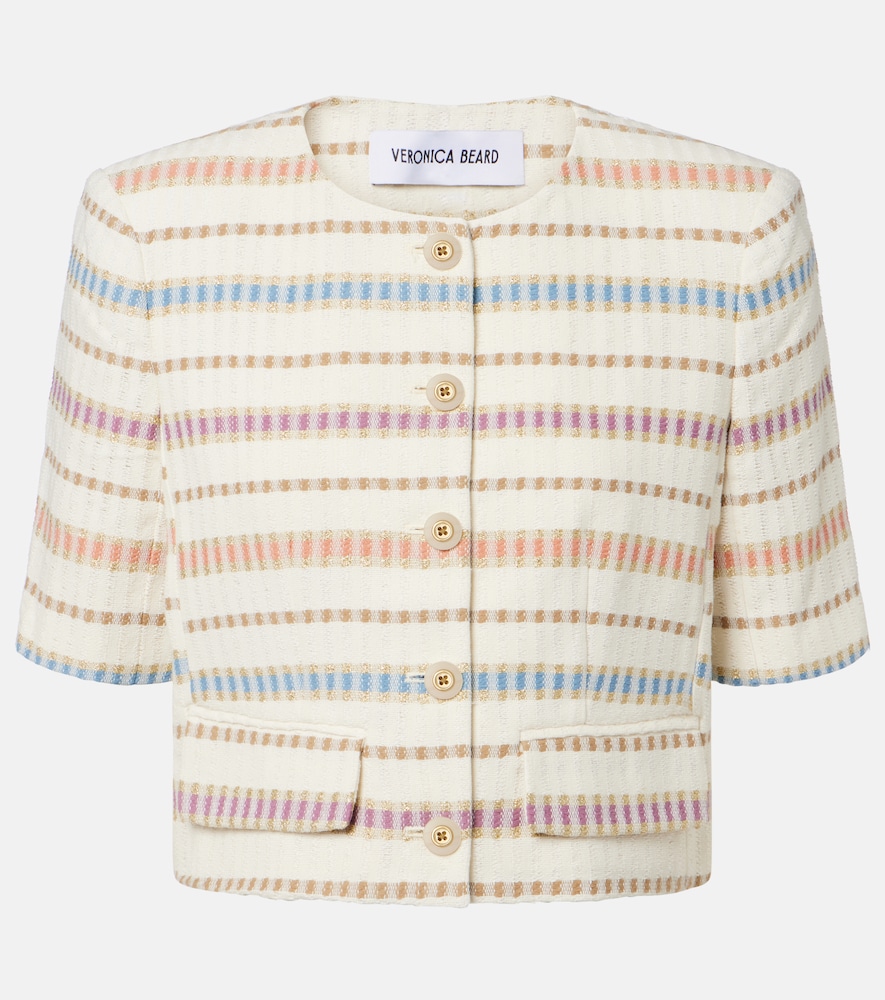 Veronica Beard Women's White Orville Striped Cropped Cotton-Blend Jacket UK Size 10 - Mytheresa