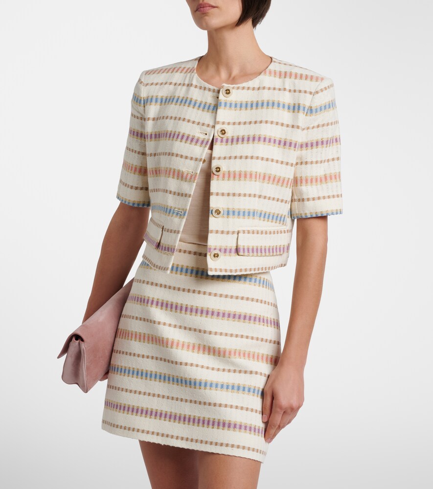  Veronica Beard Veronica Beard Orville Striped Cropped Cotton-blend Jacket 