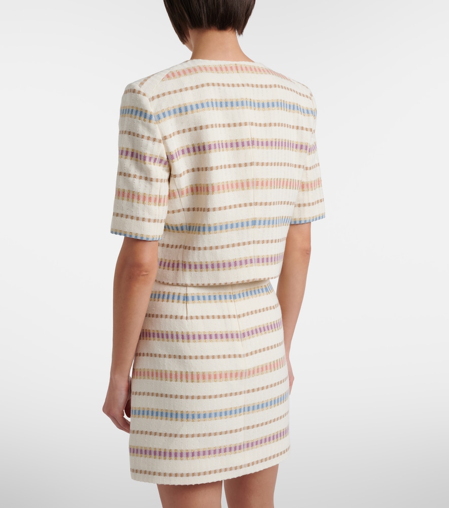  Veronica Beard Veronica Beard Orville Striped Cropped Cotton-blend Jacket 
