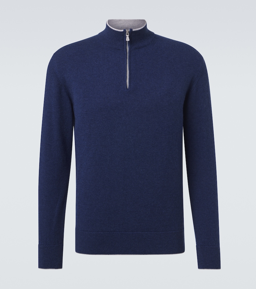 Eleventy Men's Blue Cashmere Half-Zip Sweater UK Size 38 - Mytheresa