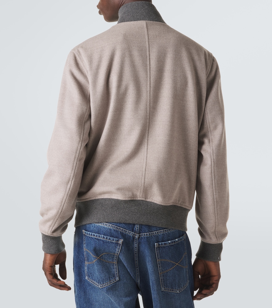 Cashmere-Trimmed Wool Bomber Jacket