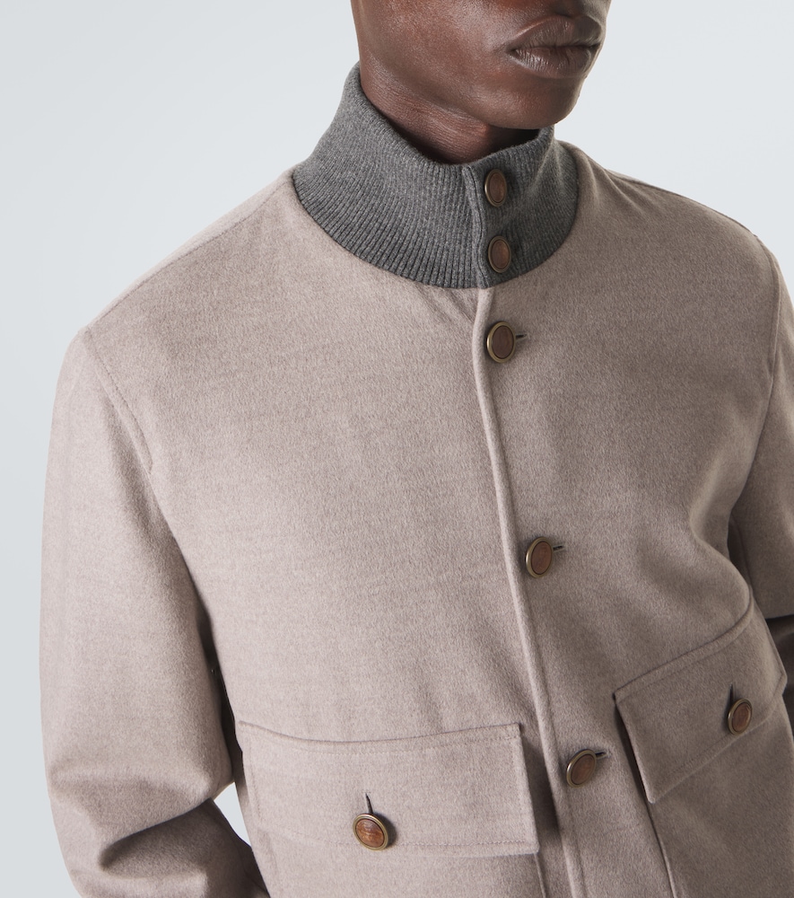 Cashmere-Trimmed Wool Bomber Jacket