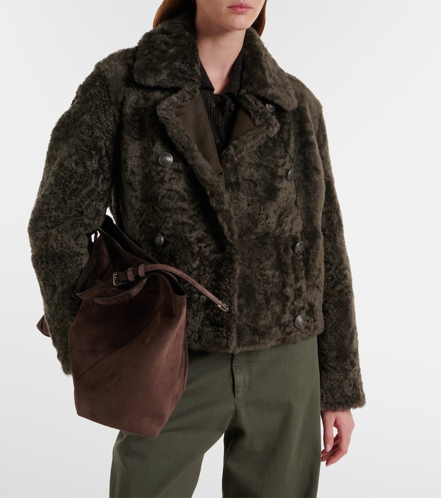  Brunello Cucinelli Brunello Cucinelli Cropped Double-breasted Shearling Jacket 