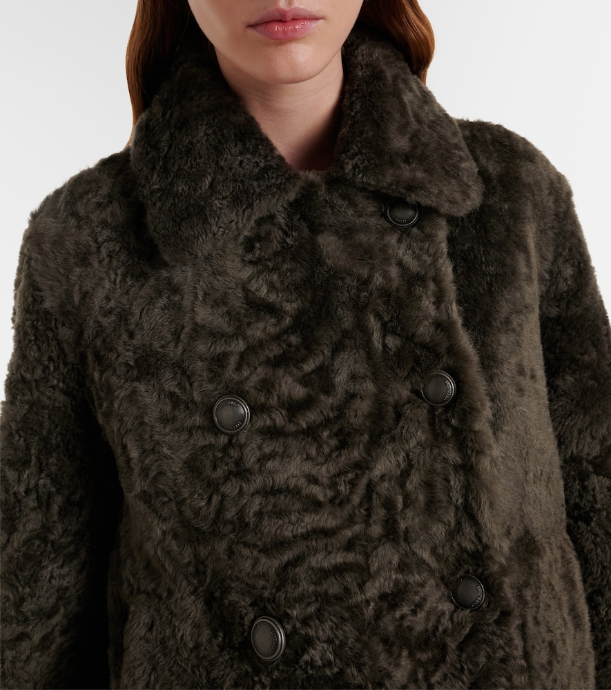 Cropped Double-Breasted Shearling Jacket