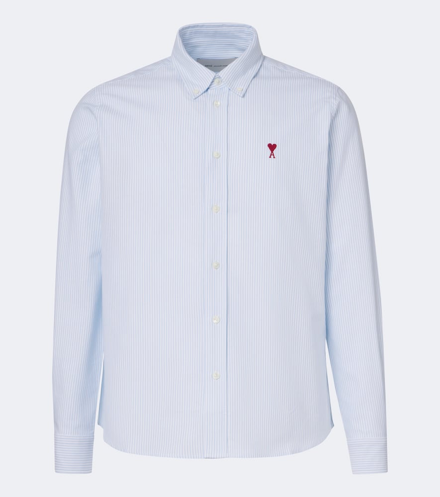 Ami Alexandre Mattiussi Ami De Caur Striped Cotton Shirt In Blue