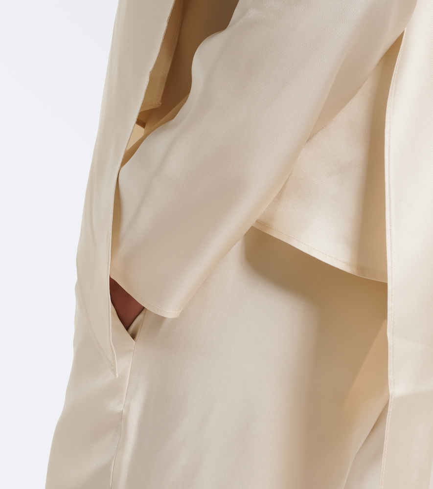 Gala Draped Scarf-Detail Silk Twill Top