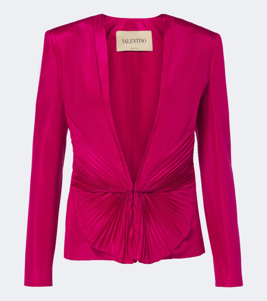Garavani Gathered Plissé Silk Taffeta Jacket