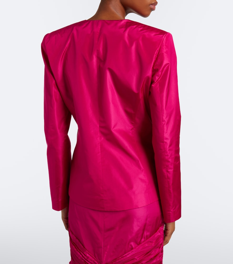 Garavani Gathered Plissé Silk Taffeta Jacket