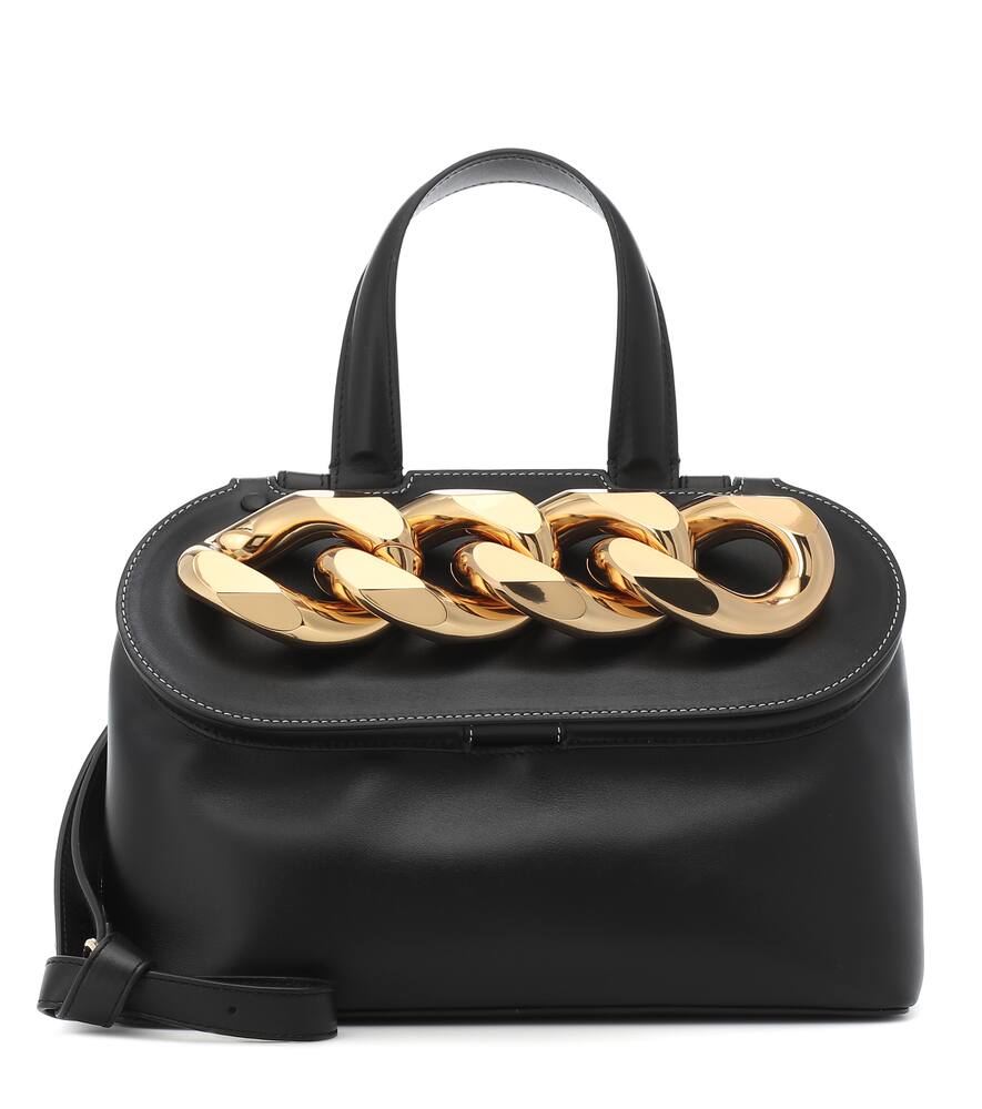 Click to view more detailed imagery on our partner's website Jw Anderson Black Chain-embellished Leather Shoulder Bag